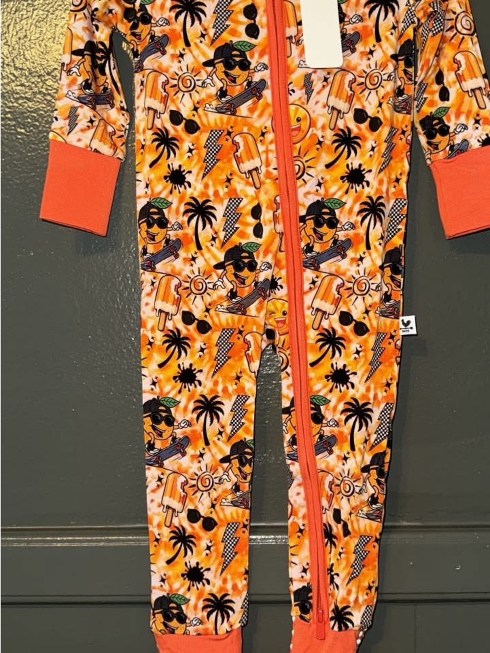BAMBOO Orange Tropical Graphic One-Piece Footie